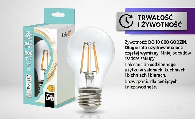 Żarówka LED E27 FGS 7W barwa NEUTRALNA 360 Line KAFGSE277WNB, widok produktowy