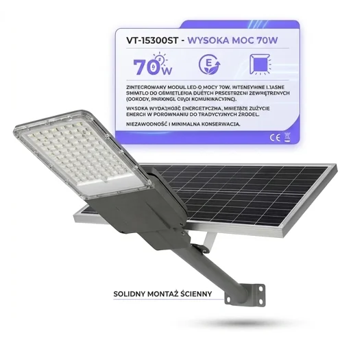 Oprawa LED o mocy 70W V-TAC VT-15300ST, szara, widok z boku, kod produktu VT-15300ST