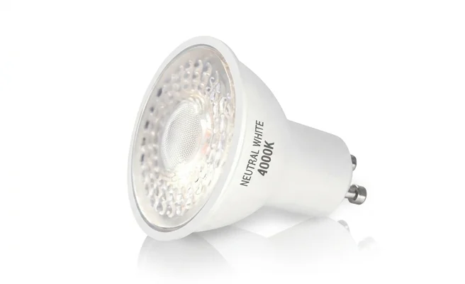 Żarówka LED GU10 7W PREMIUM barwa NEUTRALNA SAMSUNG kod produktu 001229 z oznaczeniem barwy światła 4000K