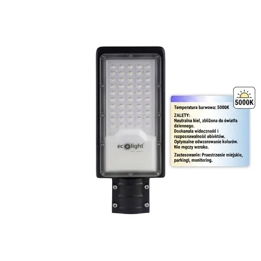 Lampa uliczna LED EC20479 Eco Light, temperatura barwowa 5000K, zdjęcie produktowe z przodu