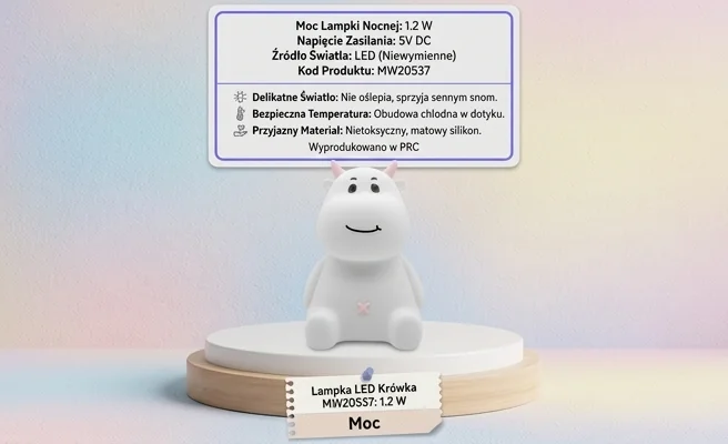 Lampka LED dziecięca MW20537 o mocy 1.2 W, realistyczne zdjęcie produktowe na białym tle