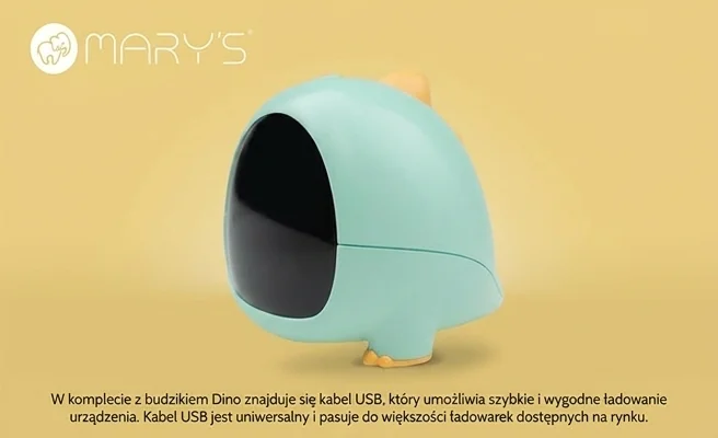 Budzik Dino Zielony MW20530 z zestawem – zdjęcie produktowe na jasnym tle