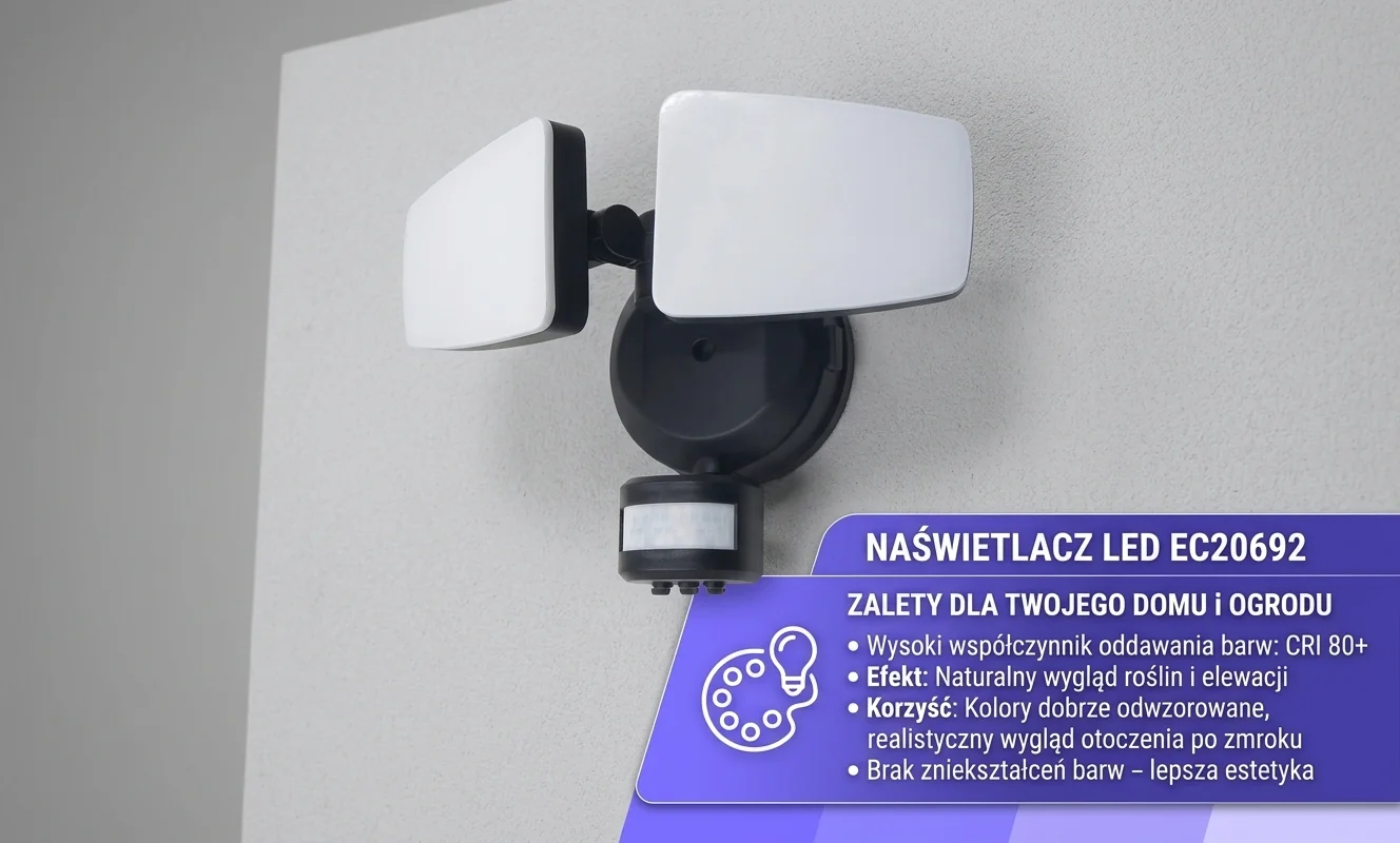 Naświetlacz LED EC20692 CRI 80, dwa panele, naturalne kolory, zdjęcie katalogowe