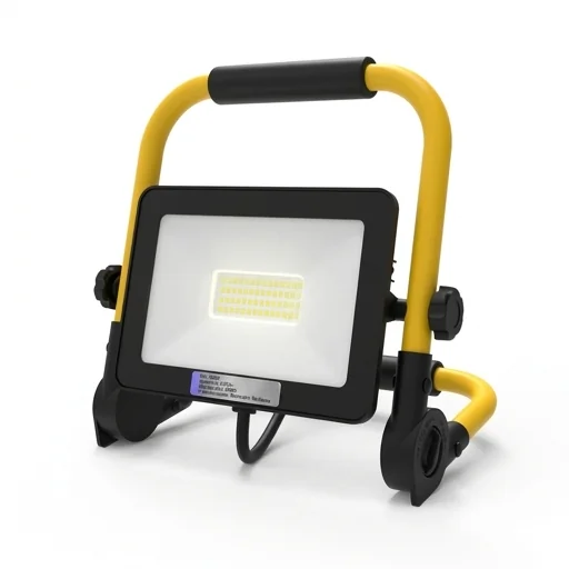 Naświetlacz LED 50W Eko-Light EKN0732, zbliżenie na panel LED, produkt na stojaku, zdjęcie produktowe na białym tle.