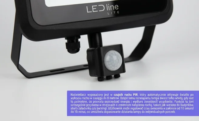 LED line LITE Naświetlacz PHOTON 100W 4000K 10000lm 203747 - zbliżenie na czujnik ruchu PIR