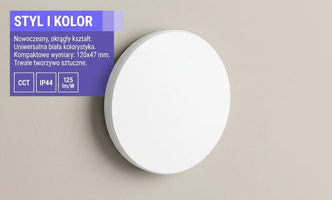 Biała okrągła oprawa LED PIATTA 9W CCT 230V IP44 SLI003039CCT_PW o nowoczesnej formie