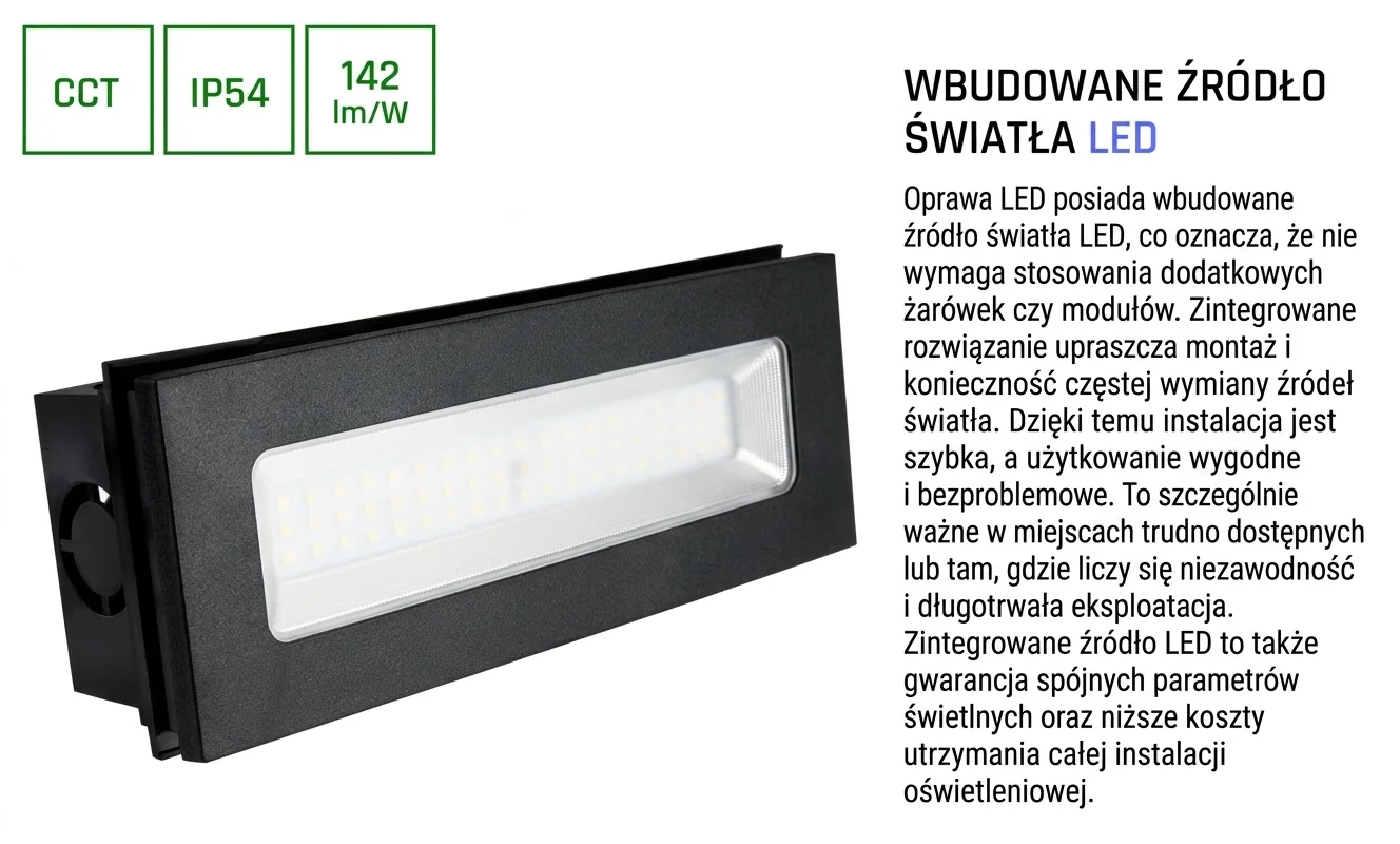 Oprawa LED Spectrum LED SLI003034CCT_PW, zintegrowane źródło LED, zdjęcie produktu 159645