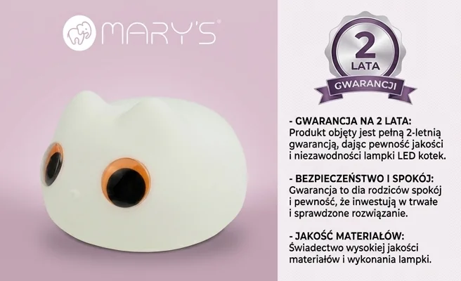Lampka nocna LED kotek MW61097 z gwarancją 2 lata - zdjęcie produktowe