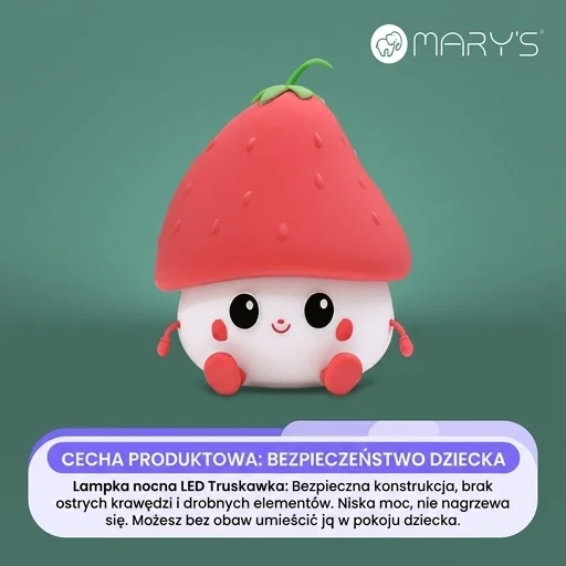 Lampka nocna LED Truskawka MW20777 bezpieczna dla dzieci, zdjęcie produktowe
