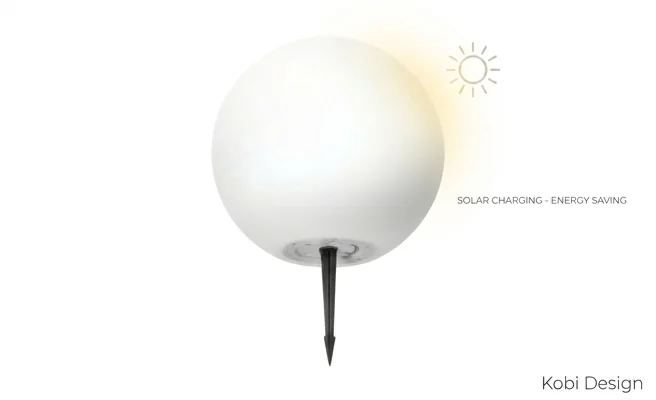 Lampa solarna LED GARDEN BALL 30cm 003696 Kobi Design zasilana energią słoneczną na białym tle