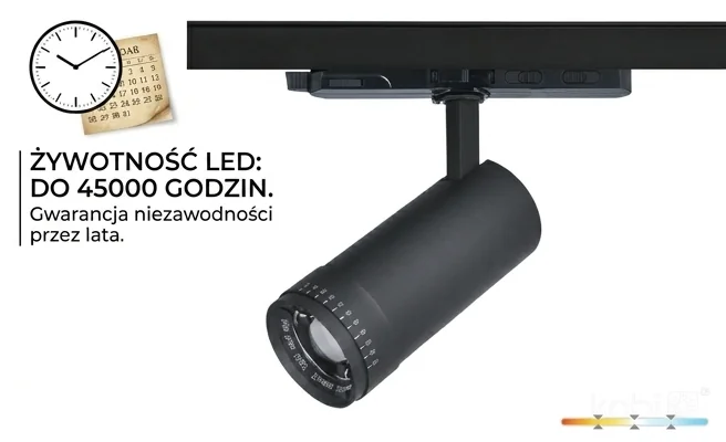 Reflektor szynowy LED 45000h żywotności czarny Kobi Pro 001829 – zdjęcie produktowe