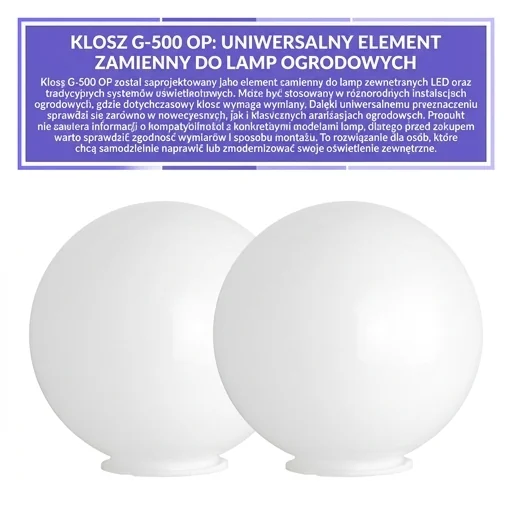 Klosz G-500 OP Su-Ma - element zamienny do lamp ogrodowych LED, dwa klosze na białym tle