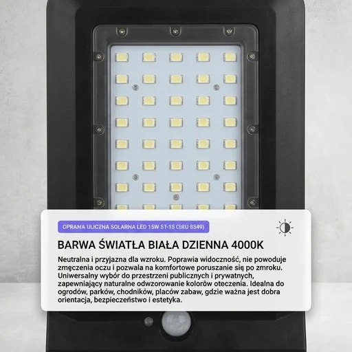 Oprawa solarna LED 15W ST-15 SKU 8549 V-TAC – panel LED, barwa światła 4000K, zdjęcie produktowe