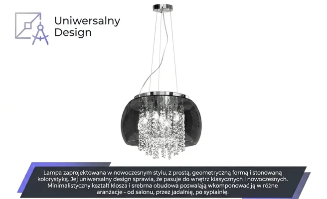 Nowoczesna forma i uniwersalny design lampy Domeno 509-uniw, zdjęcie produktowe na białym tle.