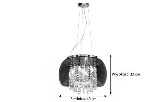 Lampa Domeno 509-uniw z kloszem o średnicy 40 cm i wysokości 32 cm, zdjęcie produktowe.