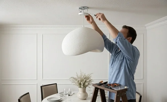 Montaż lampy wiszącej KJ2187 OSTIA 1366-uniw w domowym wnętrzu, zdjęcie produktowe