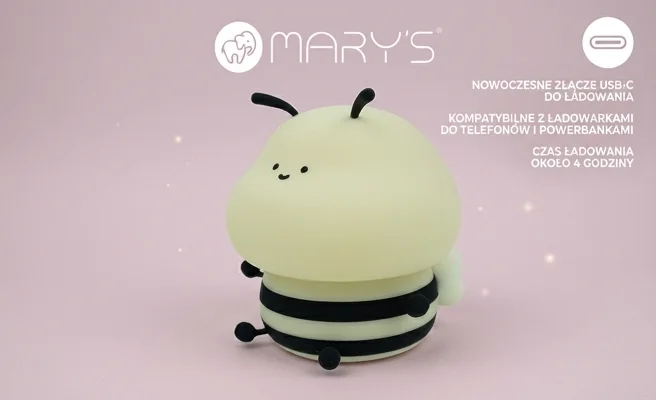 Lampka nocna LED pszczoła MARY'S MW61291 z możliwością ładowania USB-C, zdjęcie produktowe