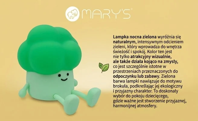 Lampka nocna LED brokuł MARY'S MW61290 - zielony kolor, realistyczne zdjęcie produktu