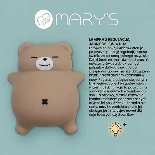 Lampka nocna LED MARY'S Miś Chrapuś MW61641 z regulacją jasności, zdjęcie produktowe z góry