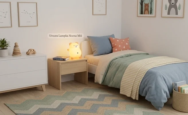 Lampka nocna LED MARY'S Miś Chrapuś MW61641 o kompaktowych wymiarach, zdjęcie produktowe z góry