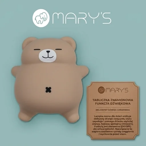 Lampka nocna LED MARY'S Miś Chrapuś MW61641 z funkcją dźwięku chrapania, zdjęcie katalogowe z góry