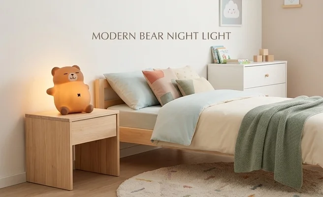 MARY'S Miś Chrapuś MW61641 - lampka nocna LED dla dzieci, brązowa, widok z góry, wymiary 181x164x87 mm, zdjęcie katalogowe