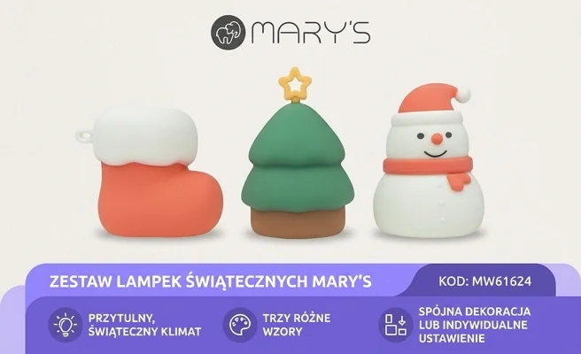 Zestaw świątecznych lampek nocnych LED MARY'S MW61624 - bucik, choinka i bałwanek na morskim tle