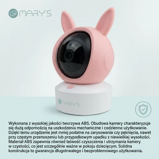 Solidna obudowa ABS kamery MARY'S Nania 2w1 Królik różowy MW61500 z bliska