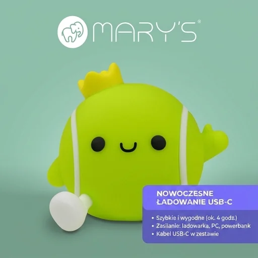 Lampka nocna LED MARY'S Piłka tenisowa MW61493 - produkt z ładowaniem przez USB-C, zdjęcie katalogowe