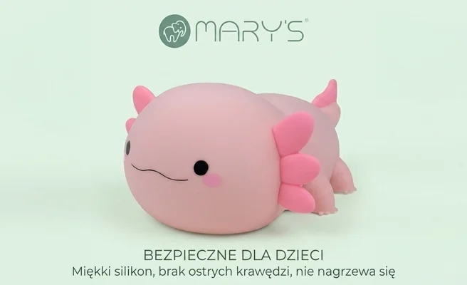 Lampka nocna LED Aksolotl różowy MW61489 bezpieczna dla dzieci, zdjęcie produktowe