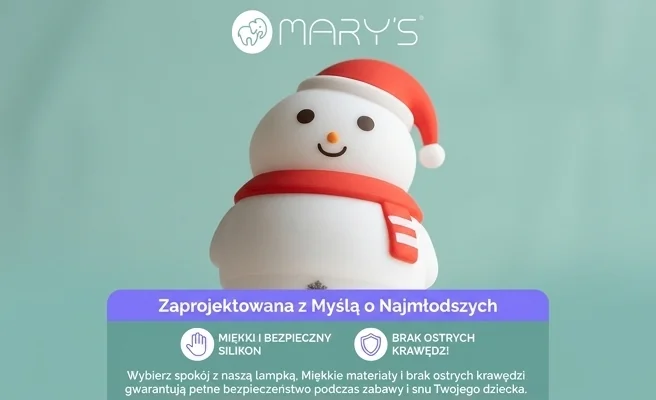 MARY'S lampka nocna LED Bałwan MW61418 - bezpieczna konstrukcja, zdjęcie produktowe
