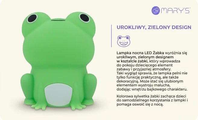 MARY'S lampka nocna LED Żabka MW61459 dekoracyjny kształt żabki, zdjęcie produktu