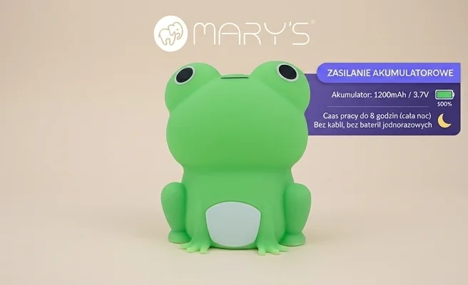 MARY'S lampka nocna LED Żabka MW61459 z akumulatorem, zdjęcie bez kabla
