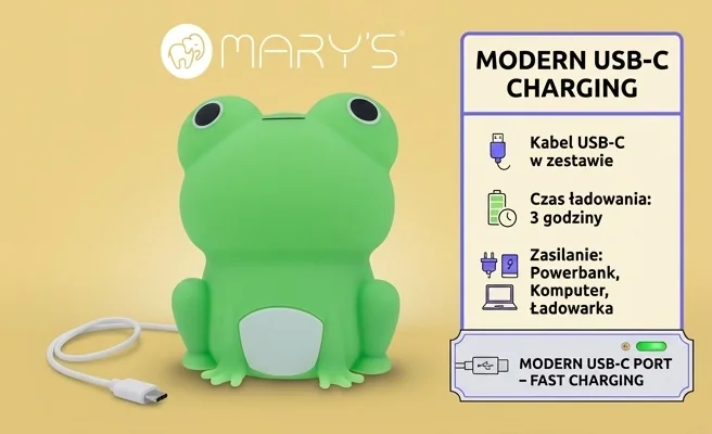 MARY'S lampka nocna LED Żabka MW61459 z kablem USB-C, zdjęcie produktu