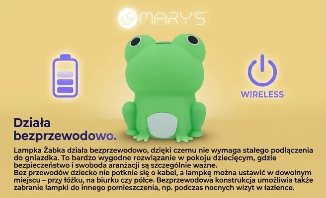 MARY'S lampka nocna LED Żabka MW61459 bezprzewodowa, zdjęcie produktu