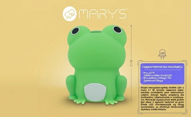 MARY'S lampka nocna LED Żabka MW61459 energooszczędna dioda LED 2.1 W, zdjęcie produktu