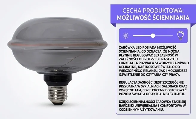 Żarówka LED ściemnialna SERIA ZERO SZ61362 na białym tle, widoczna cała