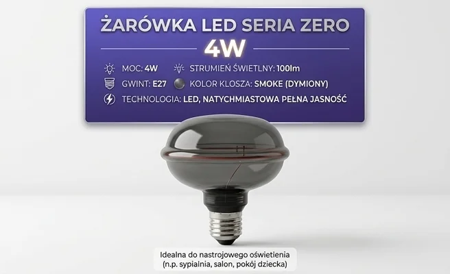 Żarówka LED 4W SERIA ZERO 100lm E27 G103 Smoke SZ61360 na białym tle