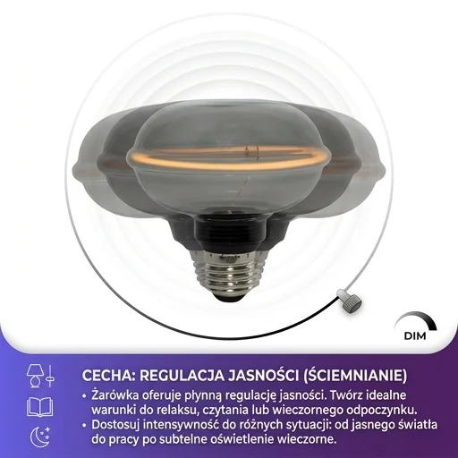 Żarówka LED z możliwością ściemniania SERIA ZERO 4W 100lm E27 G103 Smoke SZ61360 na białym tle