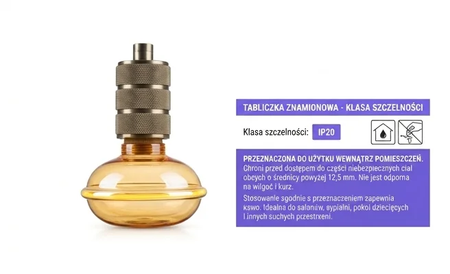 Żarówka LED IP20 SERIA ZERO SZ61359 do wnętrz, bursztynowy klosz, zdjęcie produktowe