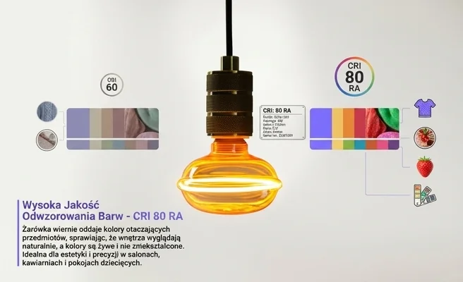 Żarówka LED CRI 80 RA SERIA ZERO SZ61359 naturalne kolory, bursztynowy klosz, zdjęcie produktowe