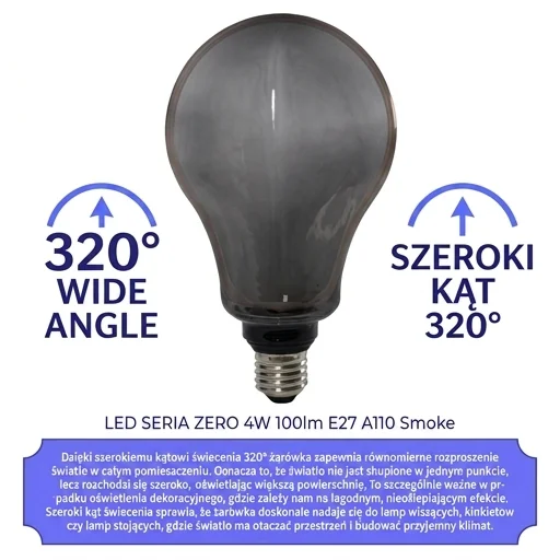 Żarówka LED szeroki kąt świecenia 320° SERIA ZERO SZ61358 - detal produktu, białe tło