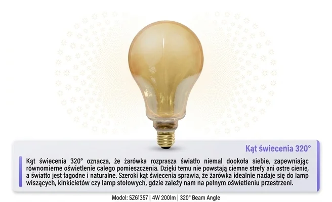 Żarówka LED SERIA ZERO SZ61357 szeroki kąt świecenia 320 stopni