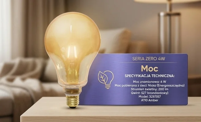 Żarówka LED 4W SERIA ZERO SZ61357 bursztynowa, energooszczędna, na jasnym tle