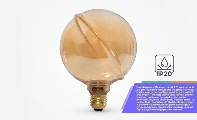 Żarówka LED SERIA ZERO SZ61355, klasa szczelności IP20, bursztynowa kula z gwintem E27 na białym tle