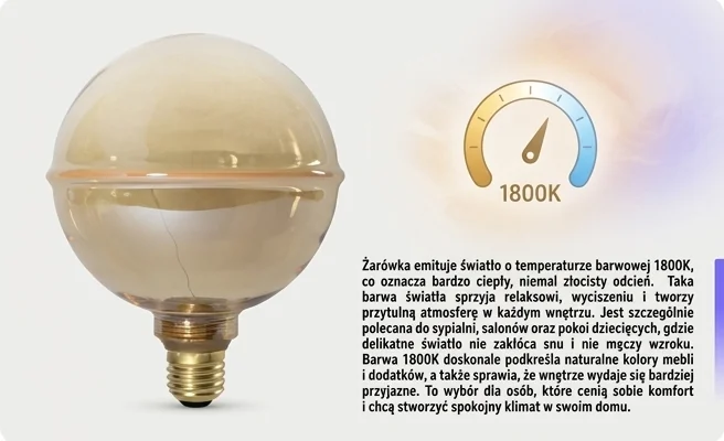 Żarówka LED SERIA ZERO 4W 200lm E27 G130 Amber ST-G130MRA, symbol barwy światła 1800K, kod SZ61353