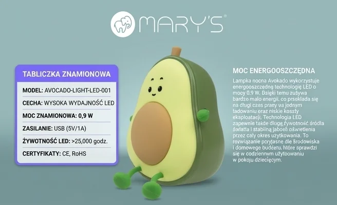 Lampka nocna Avokado MARY'S MW61411 energooszczędna LED - zdjęcie produktowe