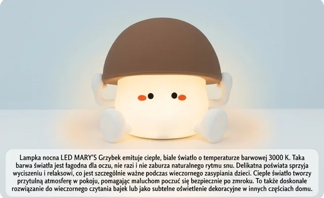 Lampka nocna LED MARY'S Grzybek MW61410 świecąca ciepłym światłem 3000 K - zdjęcie produktowe