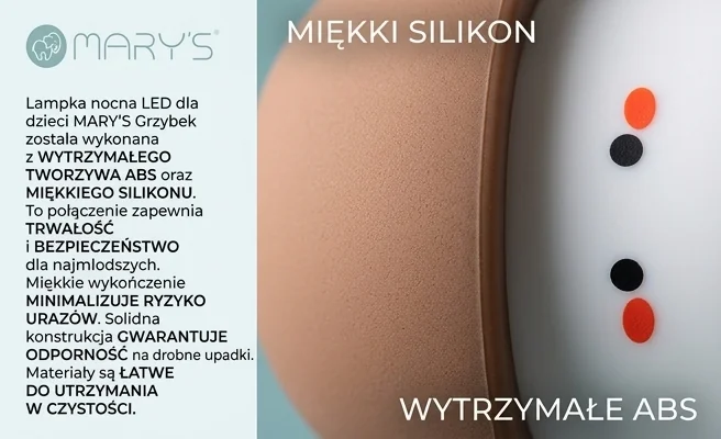 Lampka nocna LED MARY'S Grzybek MW61410 z miękkim wykończeniem ABS i silikon - zdjęcie produktowe