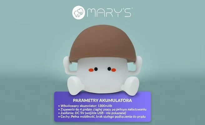 Lampka nocna LED MARY'S Grzybek MW61410 z wbudowanym akumulatorem - zdjęcie produktowe